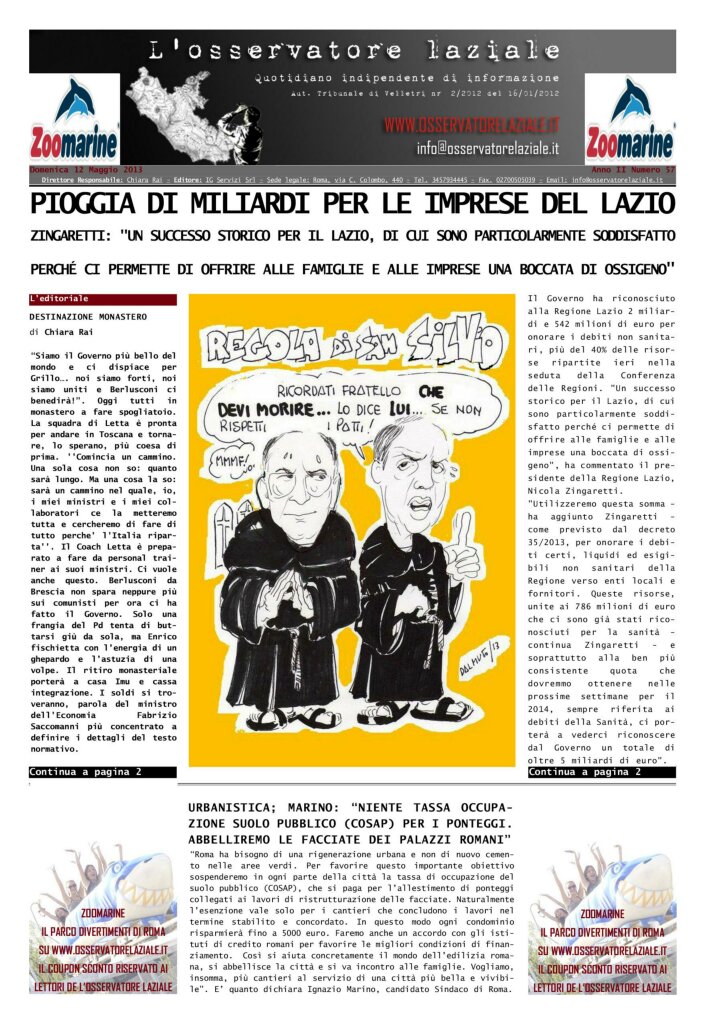 L'osservatore d'Italia edizione del 12 Maggio 2013
